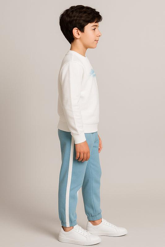 Kids Tracksuit Set – Sky Blue – Casual Streetwear Side View