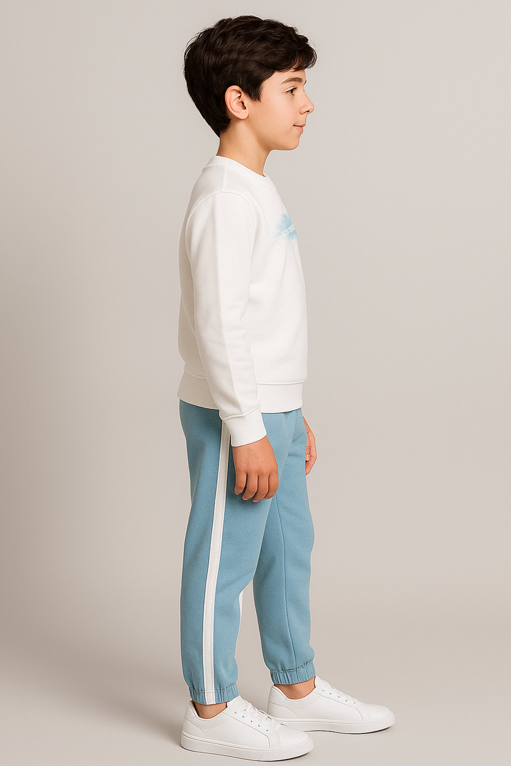 Kids Tracksuit Set – Sky Blue – Casual Streetwear Side View