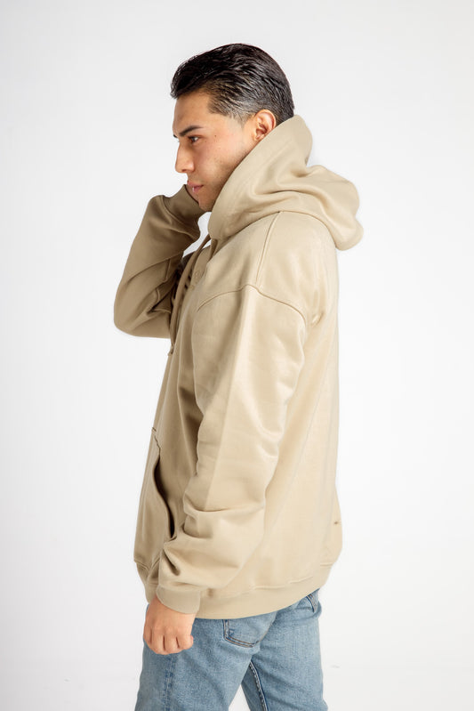 Men’s Hoodie – Beige – Side View, Relaxed Fit and Casual Style