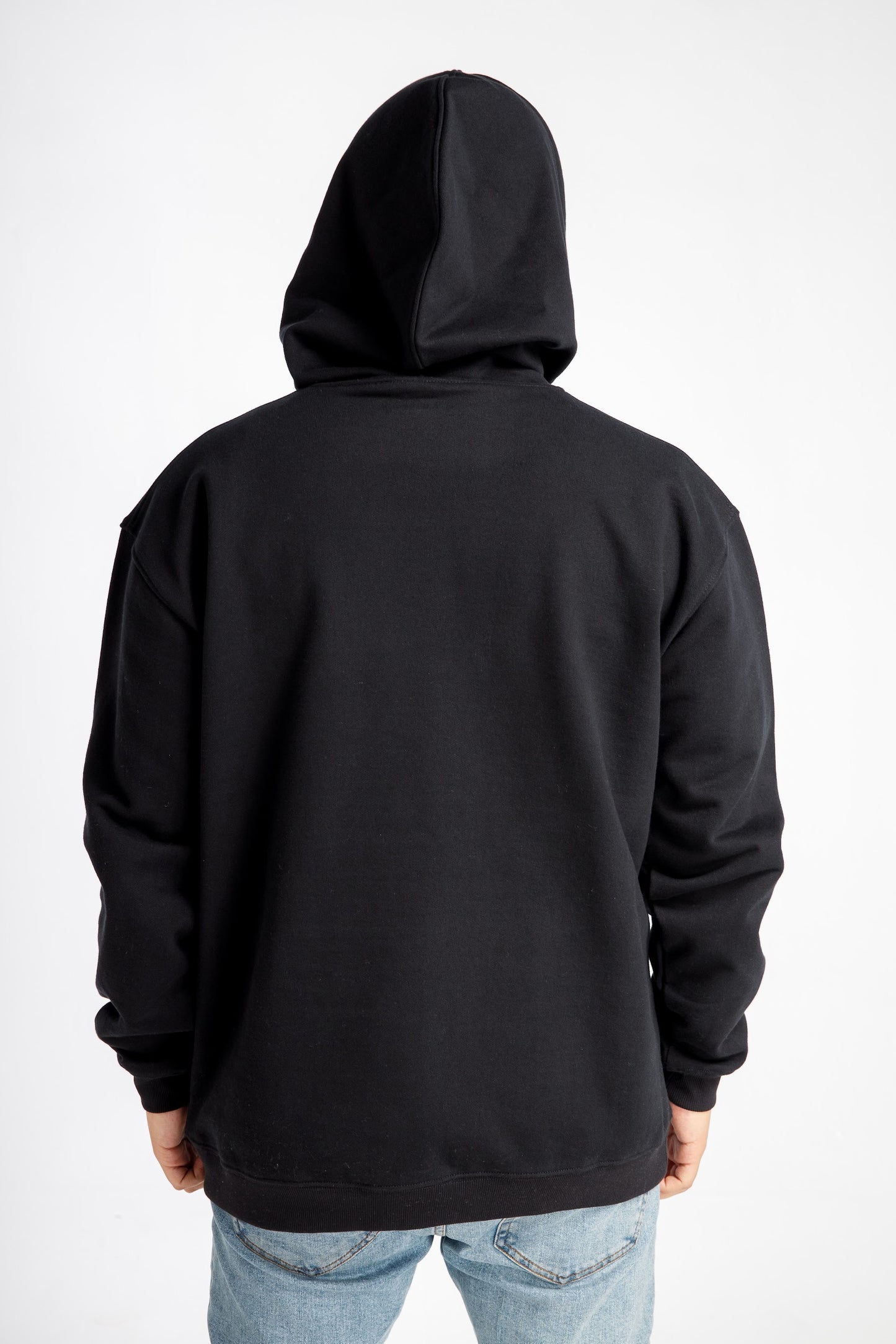 Men’s Hoodie – Black – Back View, Comfortable and Casual Fit