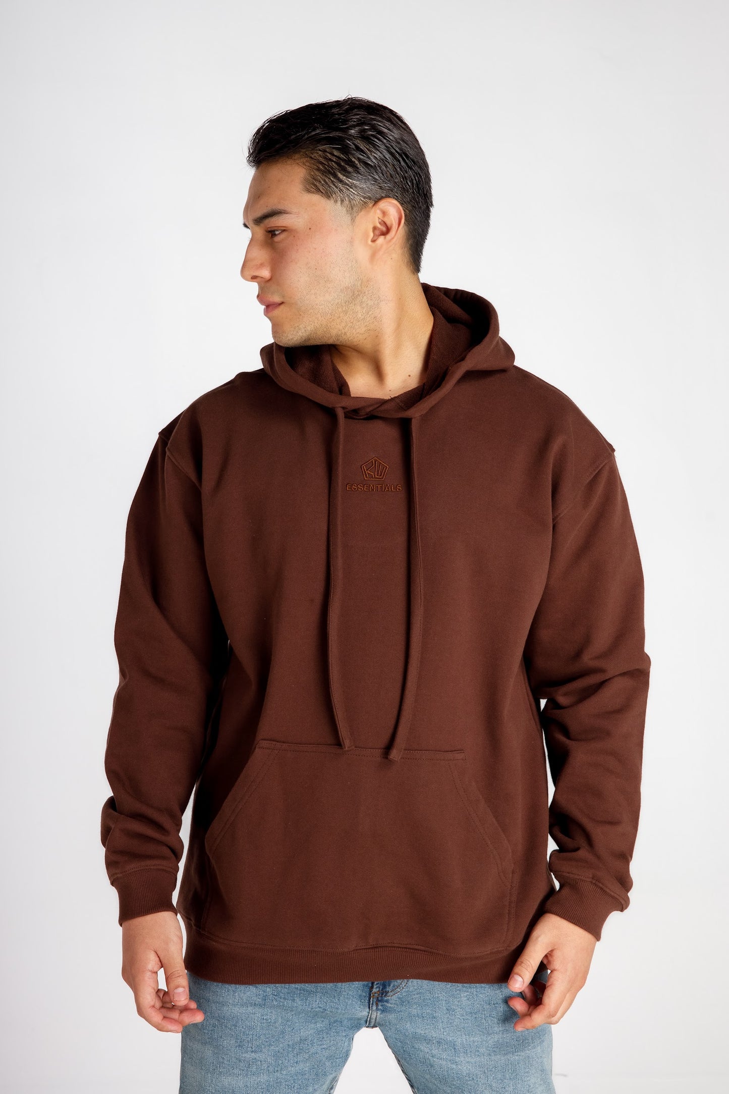 Men’s Hoodie – Chocolate Brown – Front View, Oversized Streetwear Style