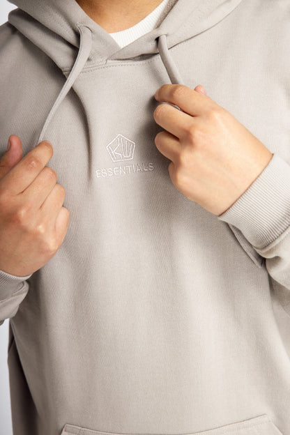 Men’s Hoodie – Light Gray – Close-up of Stitching Details