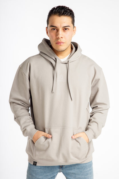 Men’s Hoodie – Light Gray – Front View, Oversized Streetwear Style