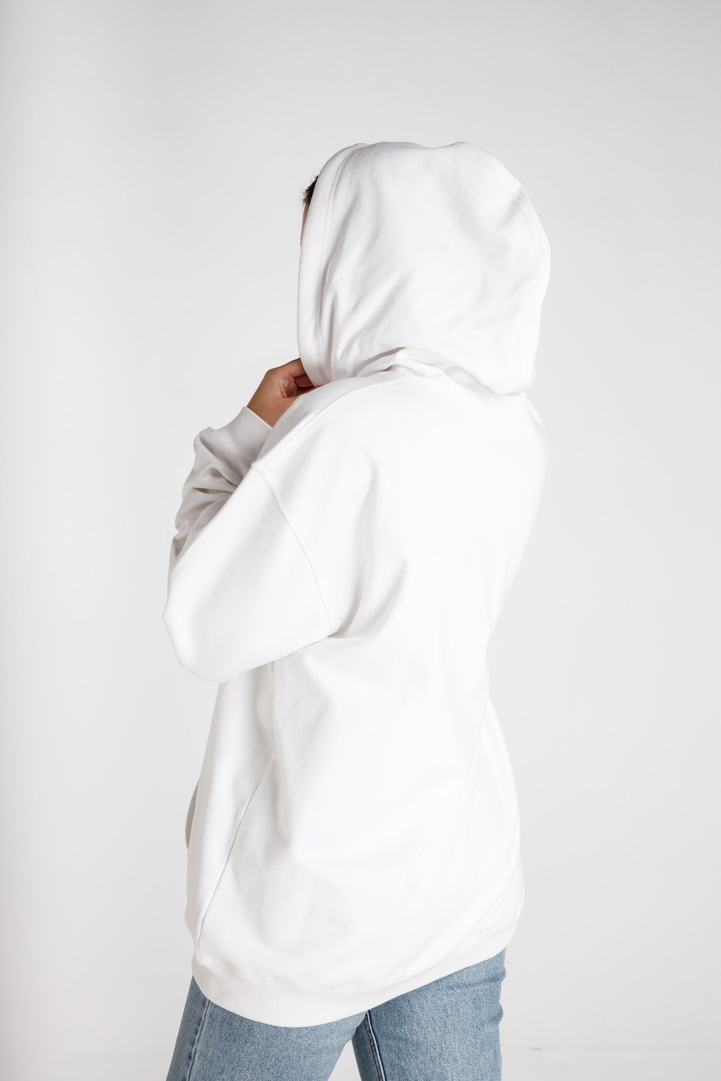 Unisex Hoodie – White – Back View, Comfortable Oversized Streetwear