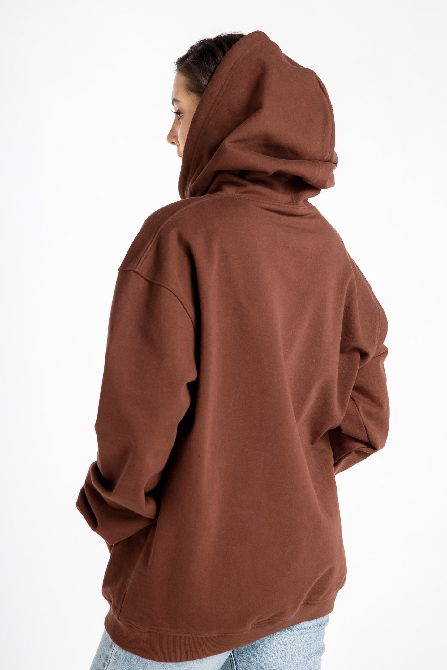 Women’s Hoodie – Chocolate Brown – Back View, Comfortable Oversized Fit