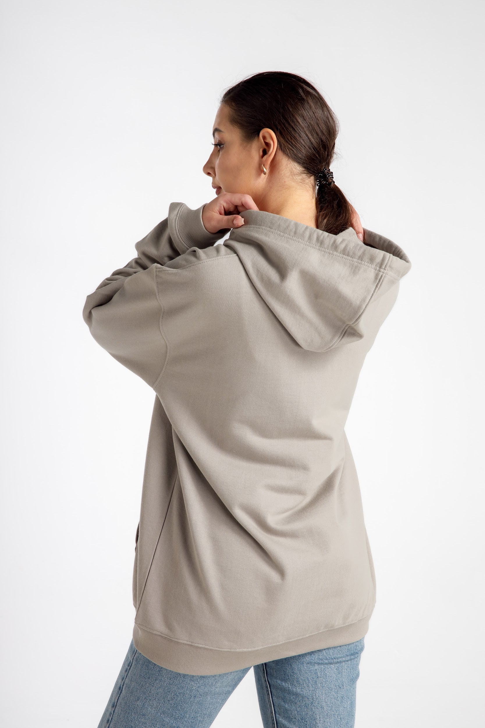 Women’s Hoodie – Light Gray – Back View, Comfortable Oversized Fit
