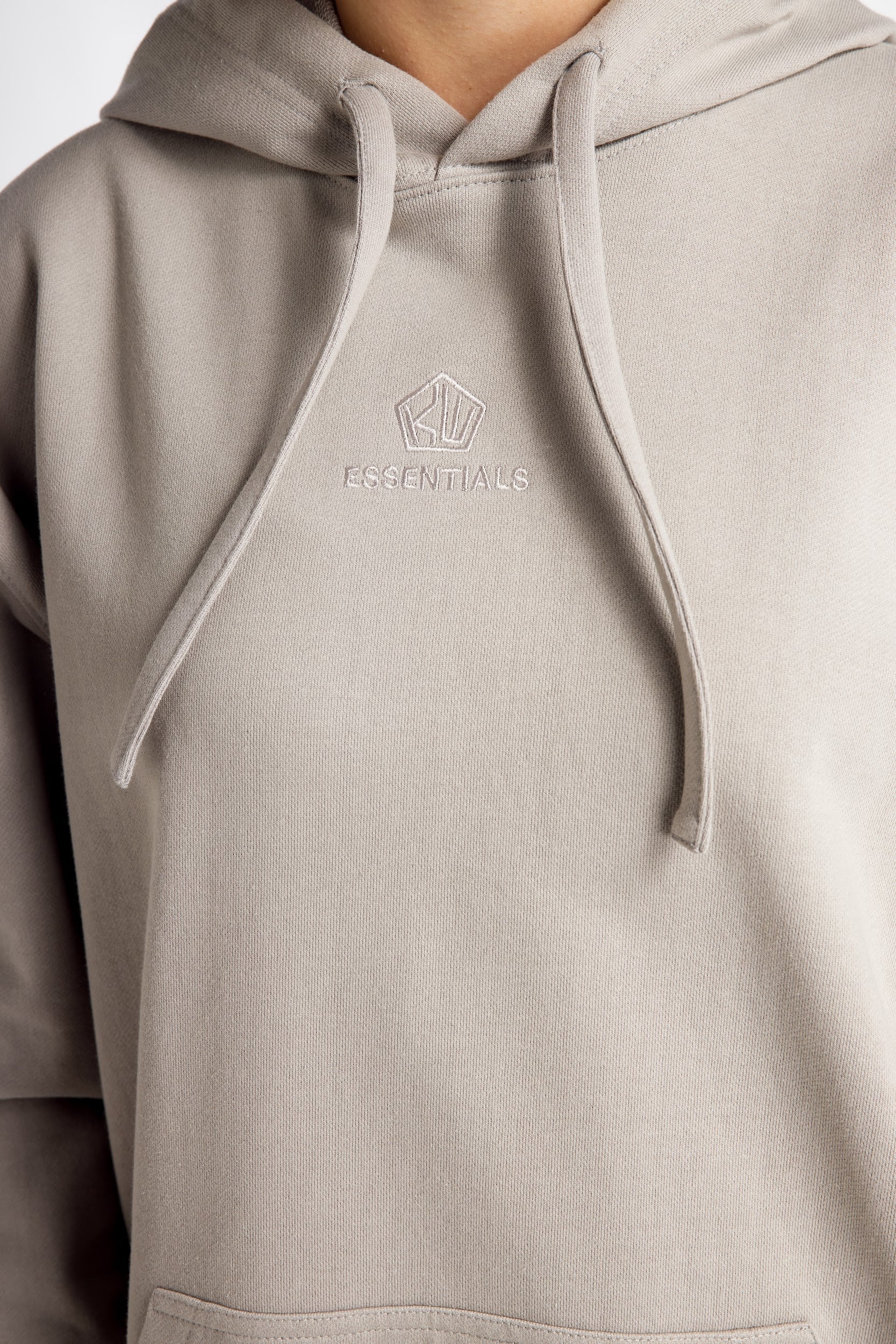 Women’s Hoodie – Light Gray – Close-up of Fabric Texture, Soft and Breathable Material
