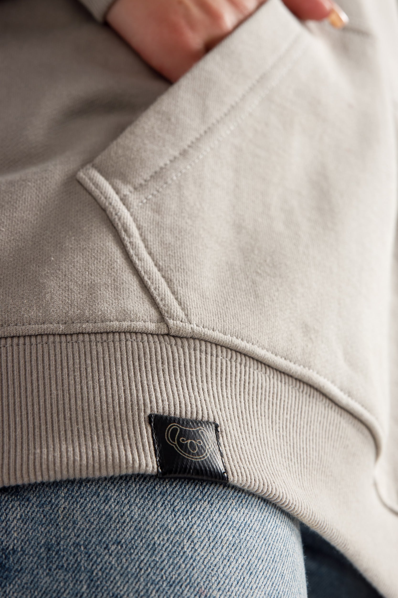 Women’s Hoodie – Light Gray – Close-up Stitching Details, Quality Finish
