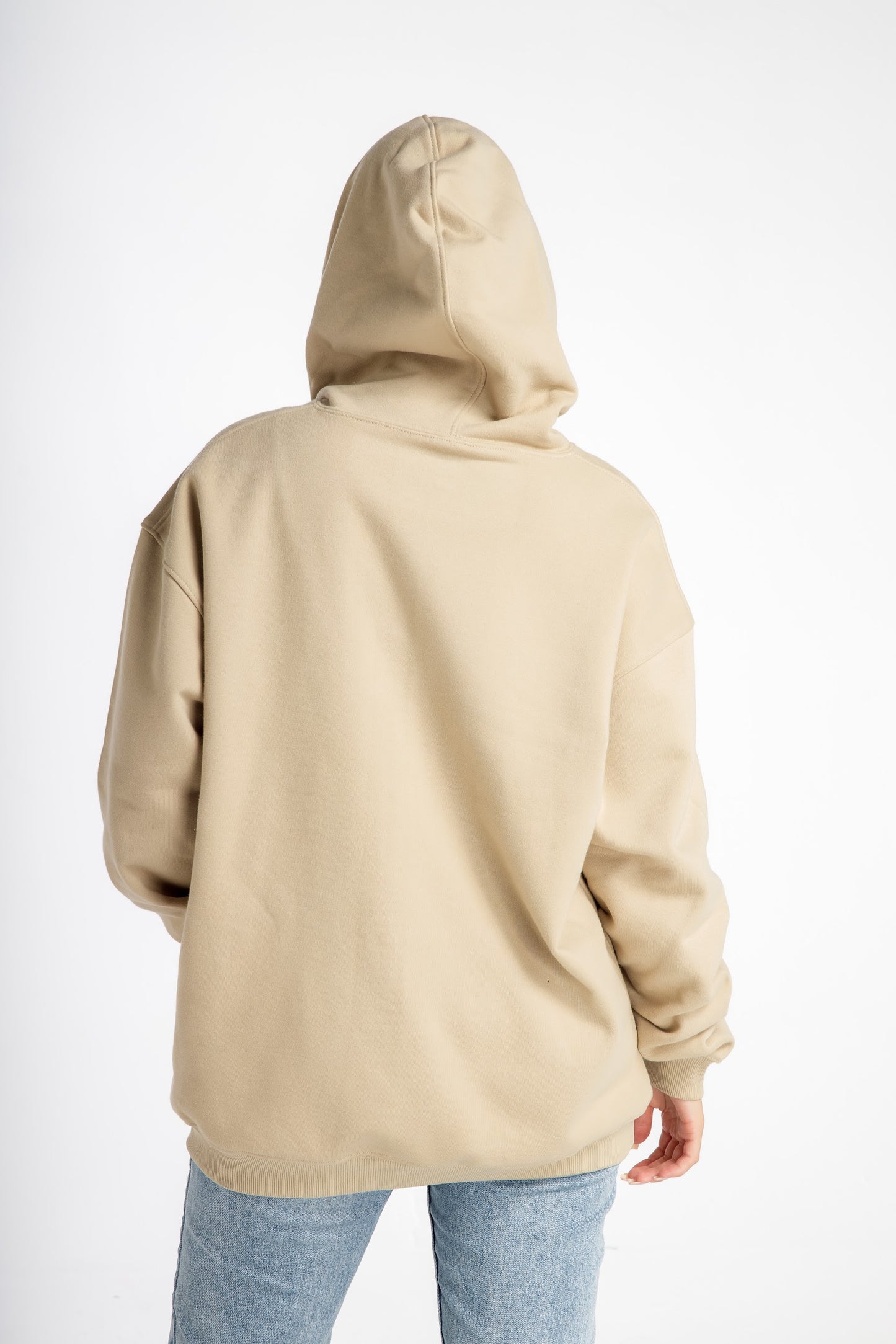 Women’s Hoodie – Stylish Beige – Back View, Oversized Casual Style