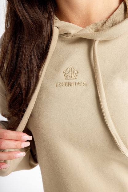 Women’s Hoodie – Stylish Beige – Close-up Detail of Fabric and Stitching
